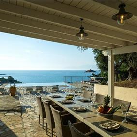 7 bedroom seafront luxury villa with pool & jacuzzi, near Acharavi, sleeps 14-15